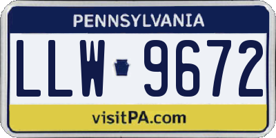 PA license plate LLW9672