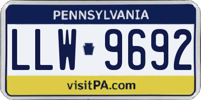 PA license plate LLW9692