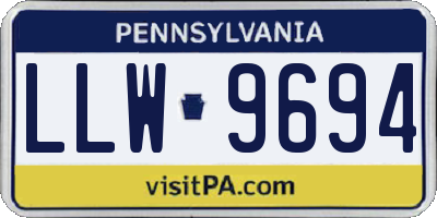 PA license plate LLW9694
