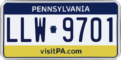 PA license plate LLW9701