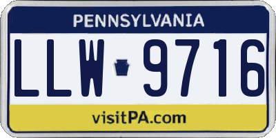 PA license plate LLW9716
