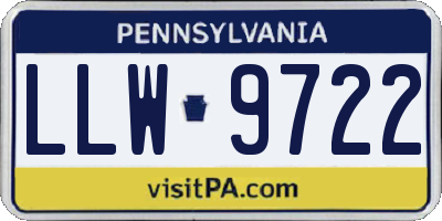 PA license plate LLW9722