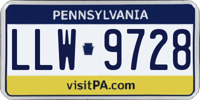 PA license plate LLW9728