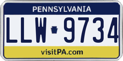 PA license plate LLW9734