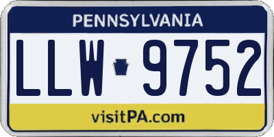 PA license plate LLW9752