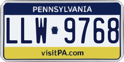 PA license plate LLW9768
