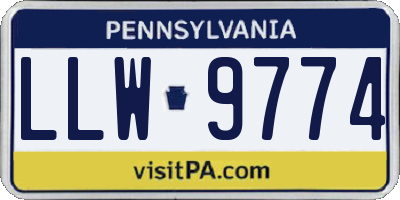 PA license plate LLW9774