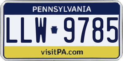 PA license plate LLW9785