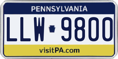 PA license plate LLW9800