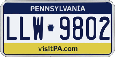 PA license plate LLW9802