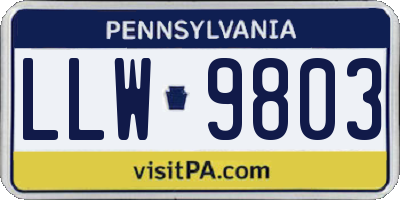 PA license plate LLW9803