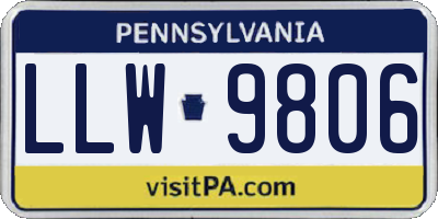 PA license plate LLW9806