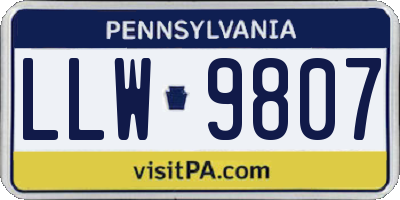 PA license plate LLW9807
