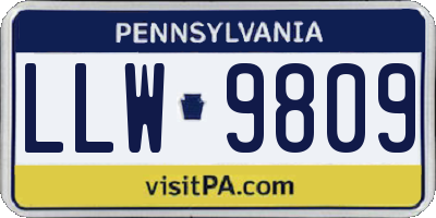 PA license plate LLW9809