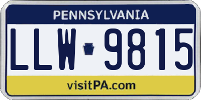 PA license plate LLW9815