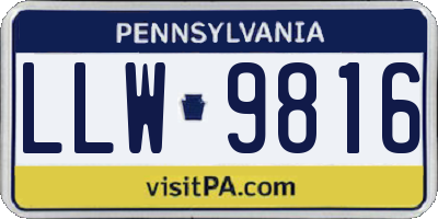 PA license plate LLW9816