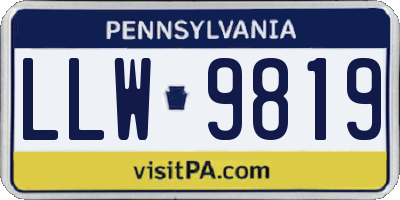 PA license plate LLW9819