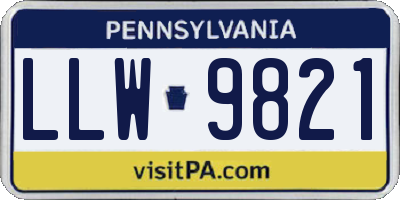 PA license plate LLW9821