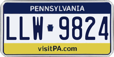 PA license plate LLW9824