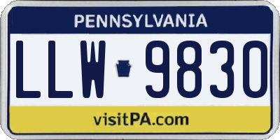 PA license plate LLW9830