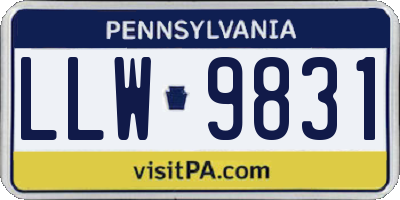 PA license plate LLW9831