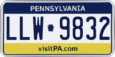 PA license plate LLW9832