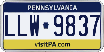 PA license plate LLW9837