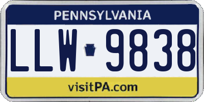 PA license plate LLW9838