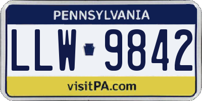 PA license plate LLW9842