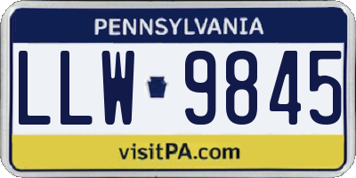 PA license plate LLW9845