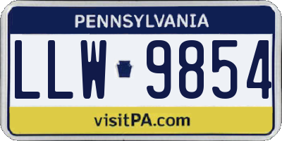 PA license plate LLW9854