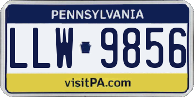 PA license plate LLW9856