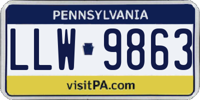 PA license plate LLW9863