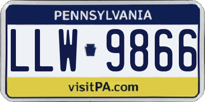 PA license plate LLW9866