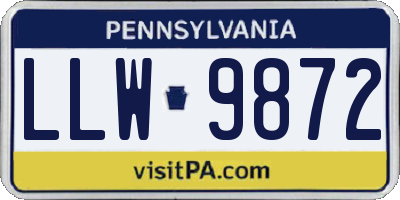 PA license plate LLW9872