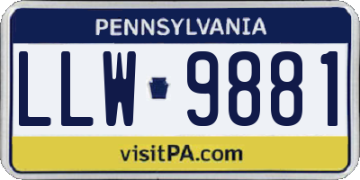 PA license plate LLW9881