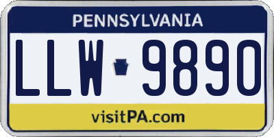 PA license plate LLW9890