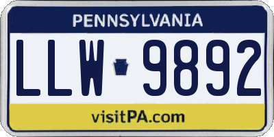 PA license plate LLW9892