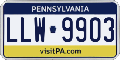 PA license plate LLW9903