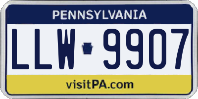 PA license plate LLW9907