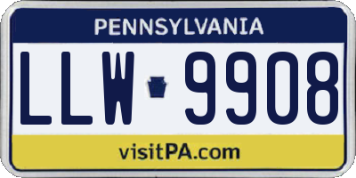 PA license plate LLW9908