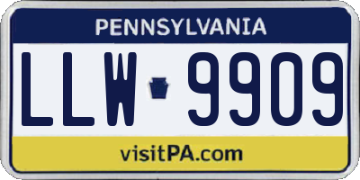 PA license plate LLW9909