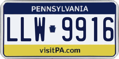 PA license plate LLW9916