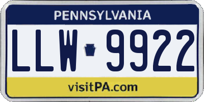PA license plate LLW9922