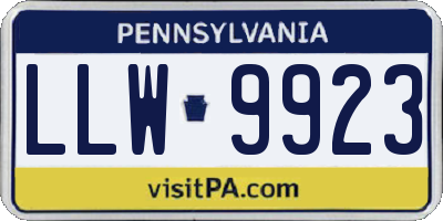 PA license plate LLW9923