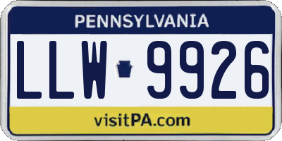 PA license plate LLW9926