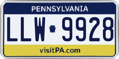 PA license plate LLW9928