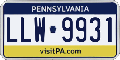 PA license plate LLW9931