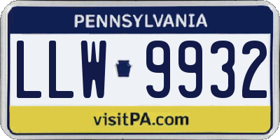 PA license plate LLW9932