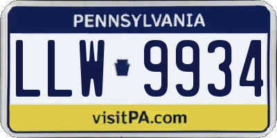 PA license plate LLW9934